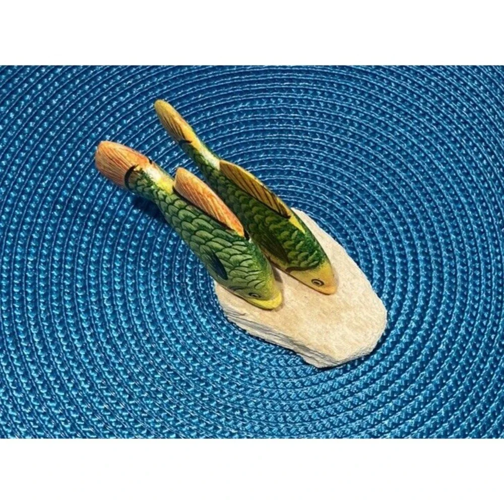 Artesania Puello Caribbean 2 Green Multicolor Tropical Fish Figurine Decor